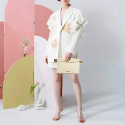 Pre Owned Jacquemus La Rond Carré Ivory Leather Pochette