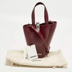 Pre Owned Jacquemus Bambola Le Petit Burgundy Leather Bucket Bag