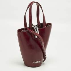 Pre Owned Jacquemus Bambola Le Petit Burgundy Leather Bucket Bag