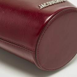 Pre Owned Jacquemus Bambola Le Petit Burgundy Leather Bucket Bag