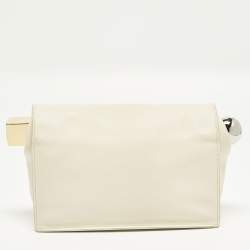 Pre Owned Jacquemus La Rond Carré Ivory Leather Clutch
