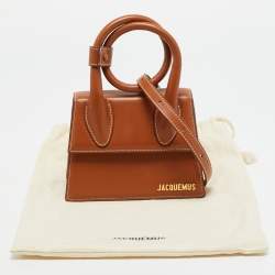Pre Owned Jacquemus Le Chiquito Noeud Brown Leather Top Handle Bag