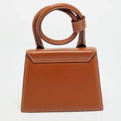 Pre Owned Jacquemus Le Chiquito Noeud Brown Leather Top Handle Bag