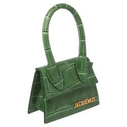 Pre Owned Jacquemus Green Croc Embossed Leather Le Chiquito Mini Bag