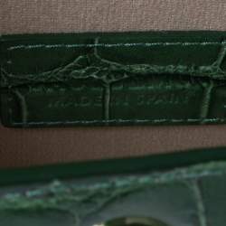 Pre Owned Jacquemus Green Croc Embossed Leather Le Chiquito Mini Bag