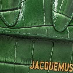 Pre Owned Jacquemus Green Croc Embossed Leather Le Chiquito Mini Bag