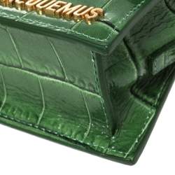 Pre Owned Jacquemus Green Croc Embossed Leather Le Chiquito Mini Bag