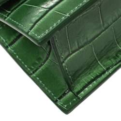 Pre Owned Jacquemus Green Croc Embossed Leather Le Chiquito Mini Bag