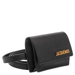 مملوكة مسبقًا حقيبة جاكيموس لا ريفييرا جلد أسود بحزام مزدوج 