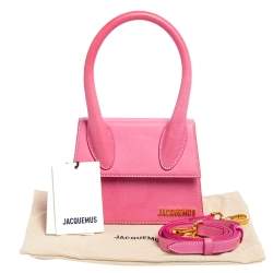Pre Owned Jacquemus Pink Leather Le Chiquito Moyen Top Handle Bag