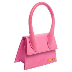 Pre Owned Jacquemus Pink Leather Le Chiquito Moyen Top Handle Bag