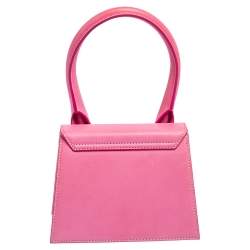 Pre Owned Jacquemus Pink Leather Le Chiquito Moyen Top Handle Bag