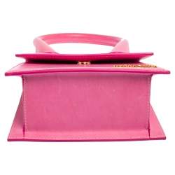 Pre Owned Jacquemus Pink Leather Le Chiquito Moyen Top Handle Bag