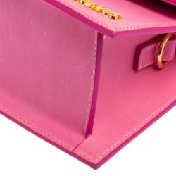 Pre Owned Jacquemus Pink Leather Le Chiquito Moyen Top Handle Bag