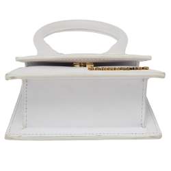 Jacquemus White Leather Le Chiquito Mini Top Handle Bag