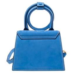 Pre Owned حقيبة جاكيموس لو تشيكيتو جلد نوبوك أزرق بيد علوية 