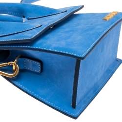 Pre Owned حقيبة جاكيموس لو تشيكيتو جلد نوبوك أزرق بيد علوية 
