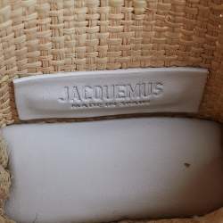 Pre Owned Jacquemus Beige Raffia Le Petit Baci Top Handle Bag
