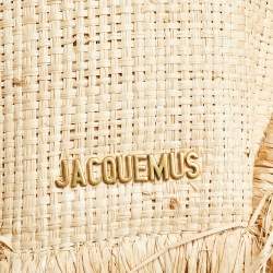 Pre Owned Jacquemus Beige Raffia Le Petit Baci Top Handle Bag