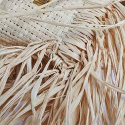 Pre Owned Jacquemus Beige Raffia Le Petit Baci Top Handle Bag