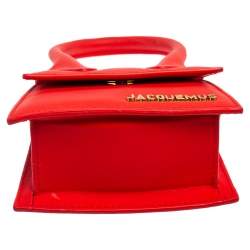 Pre Owned حقيبة جاكيموس لو تشيكيتو لا مونتاني جلد نوبوك أحمر بيد علوية