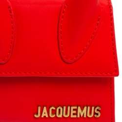 Pre Owned حقيبة جاكيموس لو تشيكيتو لا مونتاني جلد نوبوك أحمر بيد علوية