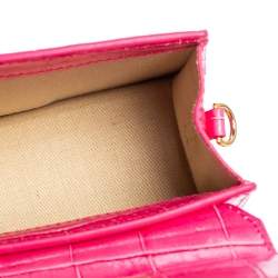 مملوكة مسبقًا Jacquemus Pink Croc Embossed Leather Le Chiquito Mini Bag