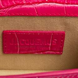 مملوكة مسبقًا Jacquemus Pink Croc Embossed Leather Le Chiquito Mini Bag