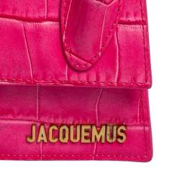 مملوكة مسبقًا Jacquemus Pink Croc Embossed Leather Le Chiquito Mini Bag