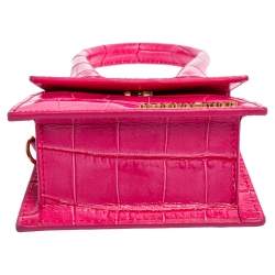 مملوكة مسبقًا Jacquemus Pink Croc Embossed Leather Le Chiquito Mini Bag