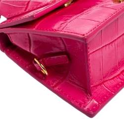 مملوكة مسبقًا Jacquemus Pink Croc Embossed Leather Le Chiquito Mini Bag