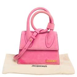 Pre Owned Jacquemus Pink Nubuck Leather Le Chiquito Noeud Top Handle Bag