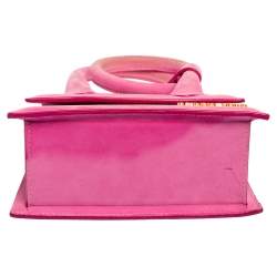 Pre Owned Jacquemus Pink Nubuck Leather Le Chiquito Noeud Top Handle Bag
