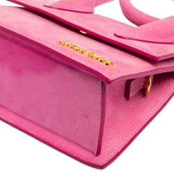 Pre Owned Jacquemus Pink Nubuck Leather Le Chiquito Noeud Top Handle Bag