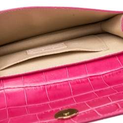 Pre Owned Jacquemus Pink Crocodile Embossed Leather Le Riveira  Shoulder Bag