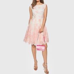 Pre Owned Jacquemus Pink Crocodile Embossed Leather Le Riveira  Shoulder Bag