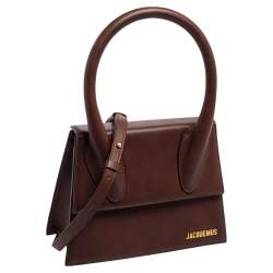 Pre Owned Jacquemus Dark Brown Leather Grand Le Chiquito Top Handle Bag