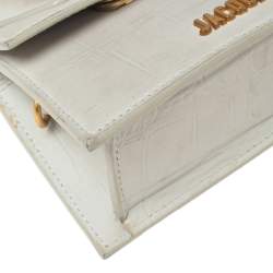 Jacquemus Off White Croc Embossed Leather Le Chiquito Bag