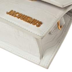 Jacquemus Off White Croc Embossed Leather Le Chiquito Bag