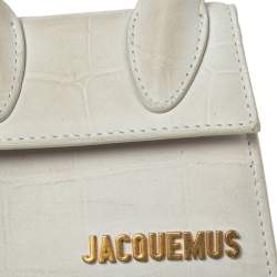 Jacquemus Off White Croc Embossed Leather Le Chiquito Bag