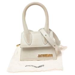 Jacquemus Off White Croc Embossed Leather Le Chiquito Bag