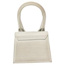 Jacquemus Off White Croc Embossed Leather Le Chiquito Bag