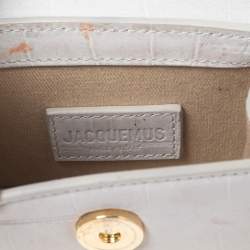 Jacquemus Off White Croc Embossed Leather Le Chiquito Bag