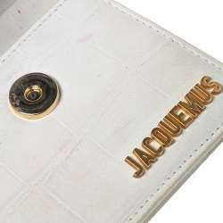 Jacquemus Off White Croc Embossed Leather Le Chiquito Bag