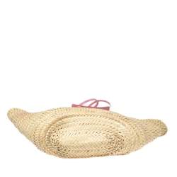 Pre Owned Jacquemus Pink/Cream Raffia and Nubuck Leather Le Panier Soleil Basket Bag 