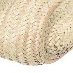 Pre Owned Jacquemus Pink/Cream Raffia and Nubuck Leather Le Panier Soleil Basket Bag 