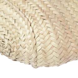 Pre Owned Jacquemus Pink/Cream Raffia and Nubuck Leather Le Panier Soleil Basket Bag 