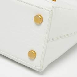 Pre Owned حقيبة يد توتس جاكيموس لو بيتي ساك نويد جلد أبيض