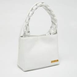 Pre Owned حقيبة يد توتس جاكيموس لو بيتي ساك نويد جلد أبيض