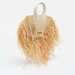 Jacquemus Beige/White Straw  Let Petite Baci Tote